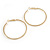 50mm Slim Ribbed Polished Hoop Earrings In Gold Tone - view 7