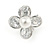 Delicate CZ, Faux Pearl Flower Clip On Earrings In Silver Tone -17mm D - view 3