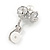 Delicate CZ, Faux Pearl Flower Clip On Earrings In Silver Tone -17mm D - view 4