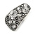 Marcasite C Shape Crystal Clip On Earrings In Aged Silver Tone - 27mm Tall - view 3