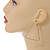 Gold Tone Etched Triangular Hoop Earrings - 50mm Long - view 3