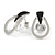 Teardrop with Clear Crystal with Black Enamel Detailing Stud Earrings In Silver Tone - 30mm L - view 4