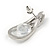 Teardrop with Clear Crystal with Black Enamel Detailing Stud Earrings In Silver Tone - 30mm L - view 6