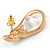 Teardrop with Clear Crystal with Black Enamel Detailing Stud Earrings In Gold Tone - 30mm L - view 5