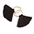 Trendy Black Cotton Tassel Gold Tone Hoop Earrings - 65mm Long - view 7