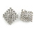 Clear Crystal Square Shape Clip On Earrings In Silver Tone - 30mm Tall - view 2