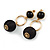 Black Silk Cord Ball Drop Earrings In Gold Tone Metal - 60mm Long - view 5