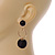 Black Silk Cord Ball Drop Earrings In Gold Tone Metal - 60mm Long - view 4