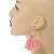 Trendy Peach Pink Cotton Tassel Gold Tone Hoop Earrings - 65mm Long - view 3