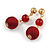 Ox Blood/ Burgundy Double Ball Drop Earrings In Gold Tone - 55mm L - view 5