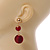 Ox Blood/ Burgundy Double Ball Drop Earrings In Gold Tone - 55mm L - view 4