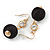 Black Silk Cord Ball with Clear Crystal Drop Earrings In Gold Tone - 50mm L - view 5