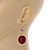 Burgundy Red Silk Cord Ball with Clear Crystal Drop Earrings In Gold Tone - 50mm L - view 3