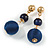 Midnight Blue Double Ball Drop Earrings In Gold Tone - 55mm L - view 4
