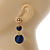 Midnight Blue Double Ball Drop Earrings In Gold Tone - 55mm L - view 3