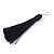 Long Dark Blue Cotton Tassel Drop Earrings with Gold Tone Hook - 11.5cm L - view 7