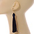 Long Dark Blue Cotton Tassel Drop Earrings with Gold Tone Hook - 11.5cm L - view 3