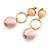 Pastel Pink Silk Cord Ball Drop Earrings In Gold Tone Metal - 60mm Long - view 4