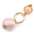 Pastel Pink Silk Cord Ball Drop Earrings In Gold Tone Metal - 60mm Long - view 5