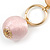Pastel Pink Silk Cord Ball Drop Earrings In Gold Tone Metal - 60mm Long - view 6