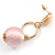 Pastel Pink Silk Cord Ball Drop Earrings In Gold Tone Metal - 60mm Long - view 7