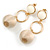 Pastel Caramel Silk Cord Ball Drop Earrings In Gold Tone Metal - 60mm Long - view 4