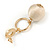 Pastel Caramel Silk Cord Ball Drop Earrings In Gold Tone Metal - 60mm Long - view 6