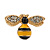 Small Yellow/ Black Enamel Clear Crystal Bee Stud Earrings In Gold Tone Metal - 18mm Across - view 4