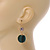 Green Silk Cord Ball with Clear Crystal Drop Earrings In Gold Tone - 50mm L - view 2
