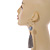 Long Light Grey Cotton Ball and Tassel Hoop Earrings In Gold Tone Metal - 12.5cm L - view 3
