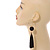 Long Black Cotton Ball and Tassel Hoop Earrings In Gold Tone Metal - 12.5cm L - view 7