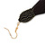 Long Black Cotton Tassel Drop Earrings with Gold Tone Hook - 11.5cm L - view 5