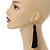 Long Black Cotton Tassel Drop Earrings with Gold Tone Hook - 11.5cm L - view 3