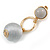Metallic Grey Silk Cord Ball Drop Earrings In Gold Tone Metal - 60mm Long - view 6