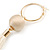 Long Off White Cotton Ball and Tassel Hoop Earrings In Gold Tone Metal - 12.5cm L - view 7