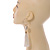 Long Off White Cotton Ball and Tassel Hoop Earrings In Gold Tone Metal - 12.5cm L - view 3