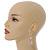Trendy Pastel Pink Faux Velour Ball with Gold Tone Oval Drop Earrings - 60mm L - view 2