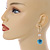 Trendy Pastel Teal Faux Velour Ball with Gold Tone Oval Drop Earrings - 60mm L - view 3