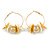 40mm Gold Tone Slim Hoop Earrings with Floral and Ball Charm - view 8