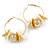 40mm Gold Tone Slim Hoop Earrings with Floral and Ball Charm - view 6