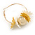 40mm Gold Tone Slim Hoop Earrings with Floral and Ball Charm - view 7