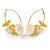 40mm Gold Tone Slim Hoop Earrings with Floral and Ball Charm - view 4