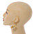 40mm Gold Tone Slim Hoop Earrings with Floral and Ball Charm - view 2
