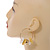 40mm Gold Tone Slim Hoop Earrings with Floral and Ball Charm - view 3