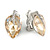 Champagne Faceted Glass Stone Leaf Clip On Earrings In Silver Tone - 23mm Tall - view 2
