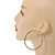 60mm Gold Tone Flat Etched Hoop Earrings - view 3