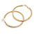 60mm Gold Tone Flat Etched Hoop Earrings - view 5