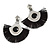 Statement Silver Tone Black Cotton Fringe Drop Earrings - 65mm L
