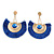 Statement Blue 'Fringe' Chandelier Drop Earrings In Gold Tone - 10.5cm Long - view 7