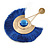 Statement Blue 'Fringe' Chandelier Drop Earrings In Gold Tone - 10.5cm Long - view 4